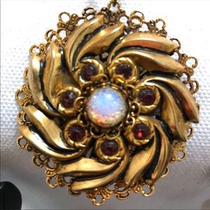 Vintage Sarah Coventry Fire Opal Pendant Necklace